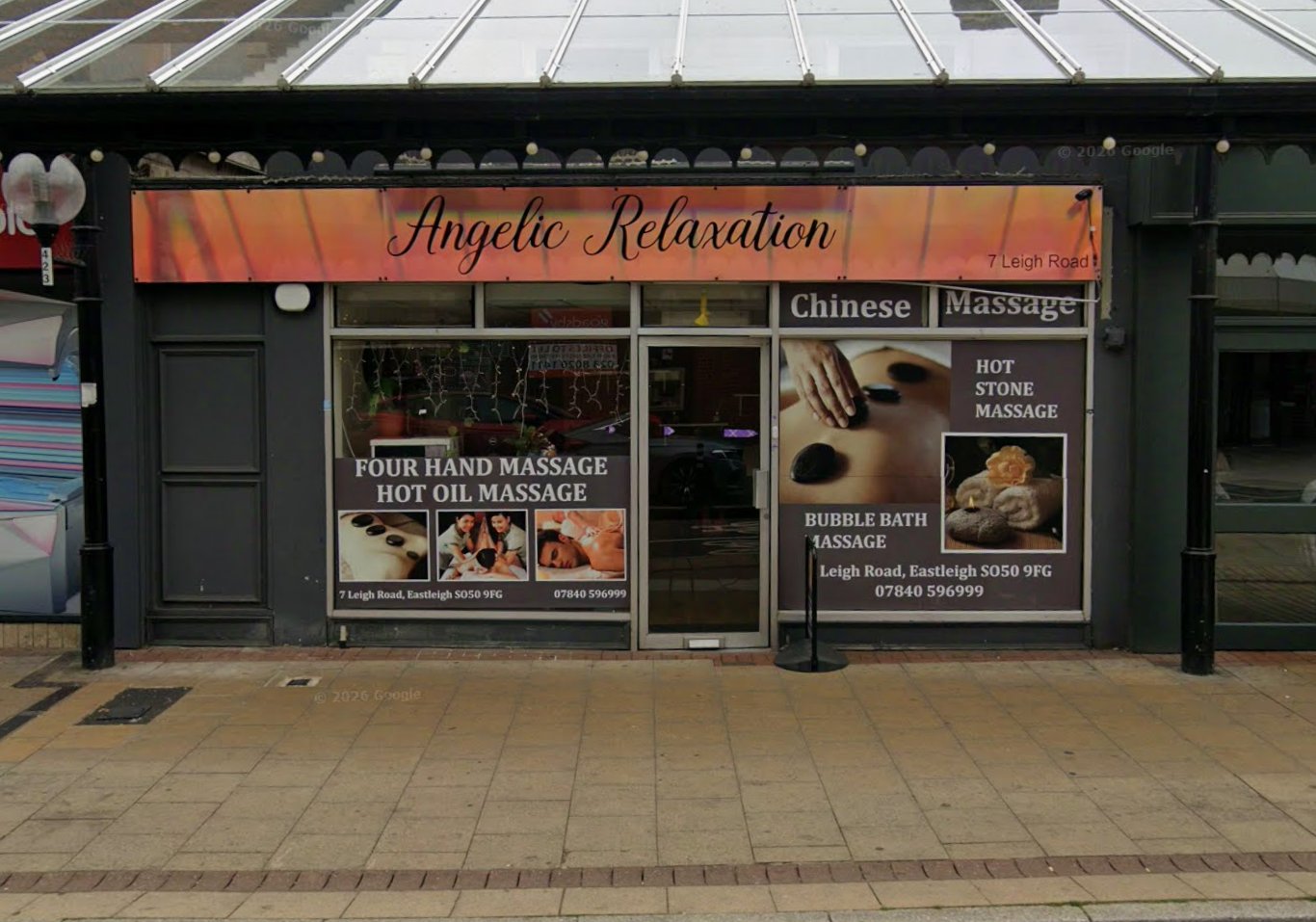 The Angelic Relaxation shopfront on Leigh Road, Eastleigh
